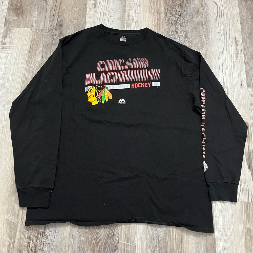 Chicago Blackhawks Long Sleeve Shirt Mens XL Black NHL Hockey